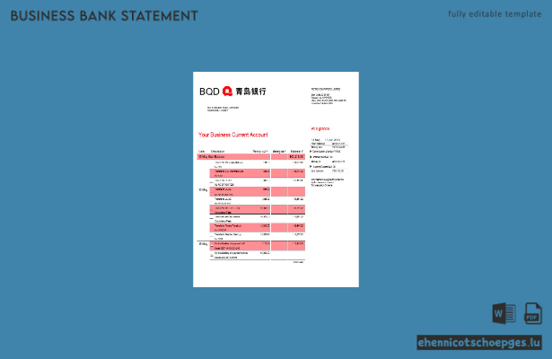 Unternehmenserklärung der Bank von Qingdao (Word- und PDF-Beispiel)